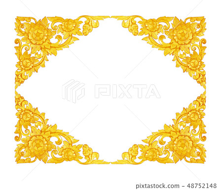 Pattern of wood carve gold paint for decoration on 48752148