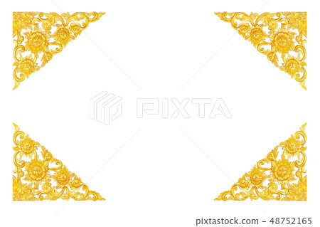 Pattern of wood carve gold paint for decoration on 48752165