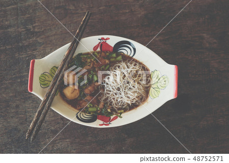 Braised beef clear noodle with meat ball soup stew Braised beef clear noodle with meat ball soup stew 48752571