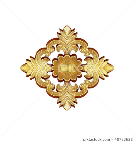 Pattern of wood flower carving for decoration 48752628