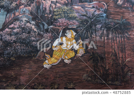 Art painting on the wall about ramayana story 48752885