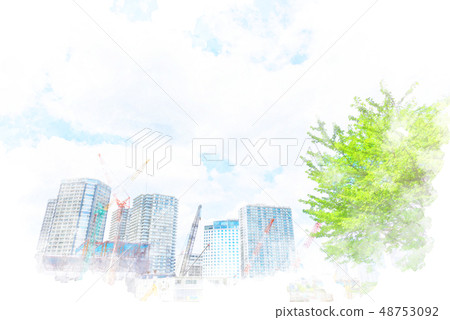 橫濱的高層公寓和建築工地 48753092