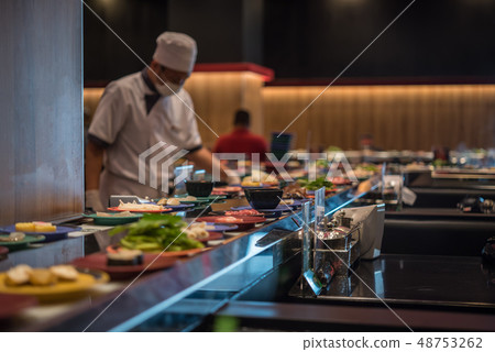 Japan food restaurant belt buffet and chef Japan food restaurant belt buffet and chef 48753262