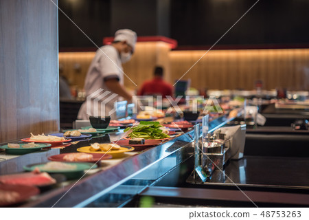 Japan food restaurant belt buffet and chef Japan food restaurant belt buffet and chef 48753263