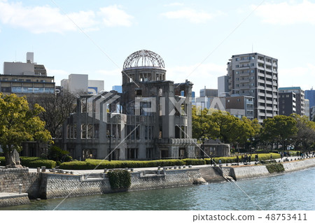 A-Bomb Dome seen from Aioi Bridge A-Bomb Dome seen from Aioi Bridge 48753411