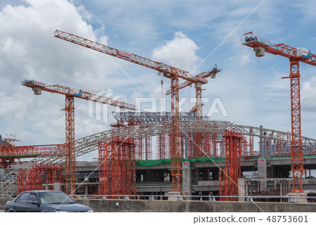 Construction site of sky train Bangsue-Rangsit 48753601