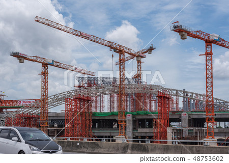 Construction site of sky train Bangsue-Rangsit 48753602