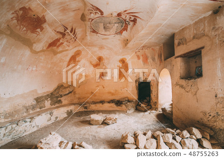 Ancient Frescoes In Walls Of Caves Of David Gareja Monastery Complex. Davit Gareji Monastery Is 48755263