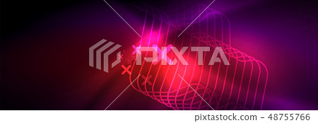 Glowing neon abstract lines, techno futuristic template 48755766