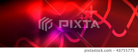 Glowing neon abstract lines, techno futuristic template 48755775