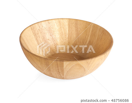 Wooden bowl isolated on white 48756086