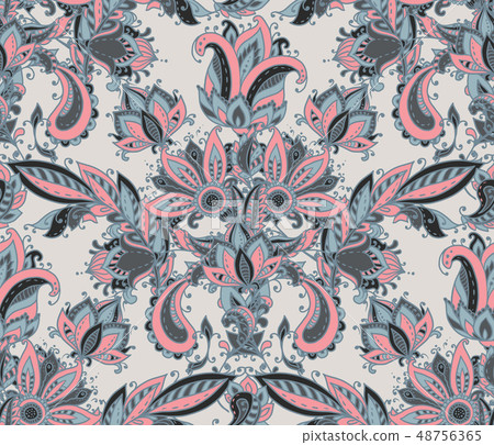 Vector seamless pattern with hand drawn paisley... - Stock Illustration ...