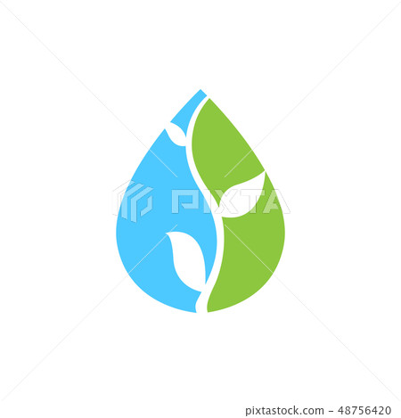 Abstract water drop mixed with leaves. 48756420