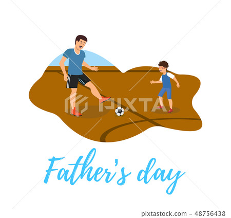 Vector Flat Banner Fathers Day Ball Game in Air. 48756438