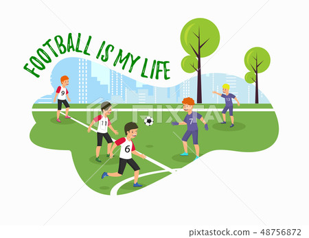 Vector Flat Banner Football is My Life Green. 48756872