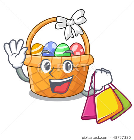 Shopping easter basket isolated in the character Shopping easter basket isolated in the character 48757320