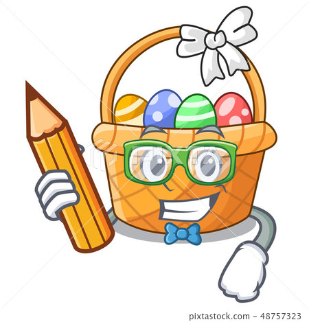 Student easter basket isolated in the character Student easter basket isolated in the character 48757323