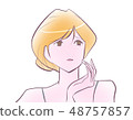婦女，憂慮，面孔，憂慮，焦慮，困擾，困擾的插圖圖像 48757857