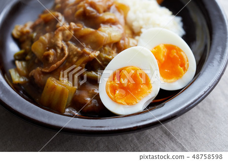 Soft-boiled egg served with curry Soft-boiled egg served with curry 48758598
