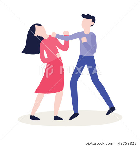 Vector flat angry women, men ready to fight Vector flat angry women, men ready to fight 48758825