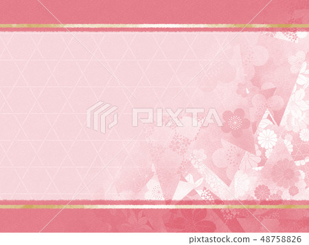 Japanese pattern Frame material of Satoshi and Chiyogami / Pink 48758826
