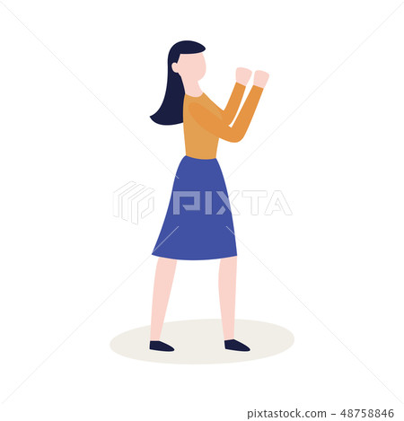 Vector flat angry woman ready to fight 48758846