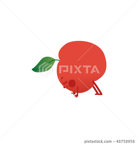 Vector flat cherry doing stretching or yoga 48758958