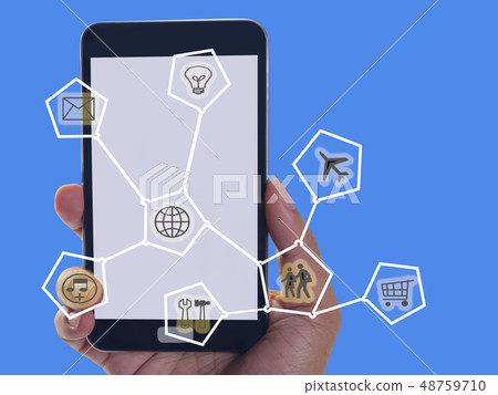 mobile phone and dots online communication mobile phone and dots online communication 48759710