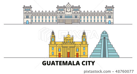 Guatemala, Guatemala City flat landmarks vector illustration. Guatemala, Guatemala City line city 48760077