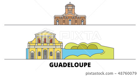 Guadeloupe flat landmarks vector illustration. Guadeloupe line city with famous travel sights 48760079