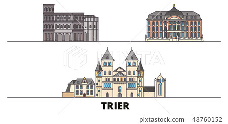 Germany, Trier flat landmarks vector illustration. Germany, Trier line city with famous travel Germany, Trier flat landmarks vector illustration. Germany, Trier line city with famous travel 48760152