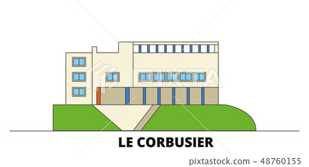 Germany, Stuttgart, Le Corbusier flat landmarks vector illustration. Germany, Stuttgart, Le Germany, Stuttgart, Le Corbusier flat landmarks vector illustration. Germany, Stuttgart, Le 48760155
