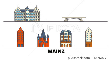 Germany, Mainz flat landmarks vector illustration. Germany, Mainz line city with famous travel 48760270