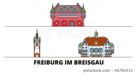 Germany, Freiburg Im Breisgau flat landmarks vector illustration. Germany, Freiburg Im Breisgau line Germany, Freiburg Im Breisgau flat landmarks vector illustration. Germany, Freiburg Im Breisgau line 48760313