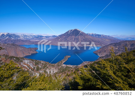 Snowy Man Mountain and Hacchode Island, Lake Chuzenji, seen from Nikko Huntsukiyama Observatory 48760852