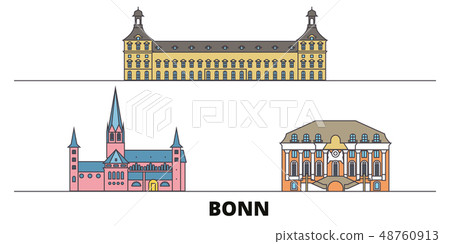 Germany, Bonn flat landmarks vector illustration. Germany, Bonn line city with famous travel sights 48760913