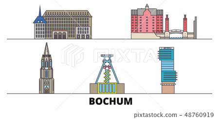 Germany, Bochum flat landmarks vector illustration. Germany, Bochum line city with famous travel 48760919