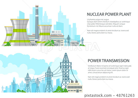 Set of White Banners with Electric Transmission 48761263
