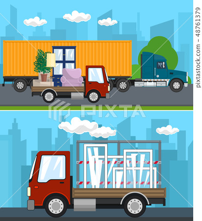 Set of Transportation Services and Logistics Set of Transportation Services and Logistics 48761379