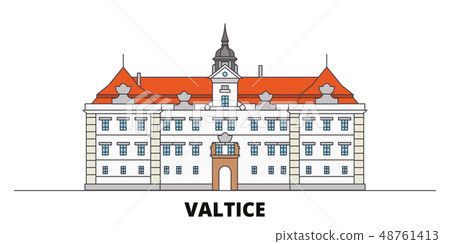 Czech Republic, Valtice flat landmarks vector illustration. Czech Republic, Valtice line city with Czech Republic, Valtice flat landmarks vector illustration. Czech Republic, Valtice line city with 48761413