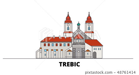 Czech Republic, Trebic flat landmarks vector illustration. Czech Republic, Trebic line city with Czech Republic, Trebic flat landmarks vector illustration. Czech Republic, Trebic line city with 48761414