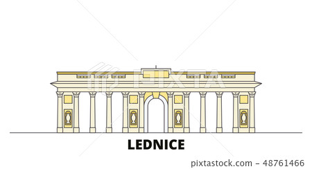 Czech Republic, Lednice flat landmarks vector illustration. Czech Republic, Lednice line city with 48761466