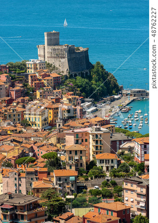 Lerici and castle Gulf of La Spezia Liguria Italy Lerici and castle Gulf of La Spezia Liguria Italy 48762227