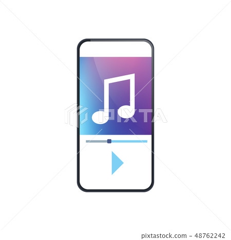 music player app interface smartphone screen mobile application white background flat 48762242
