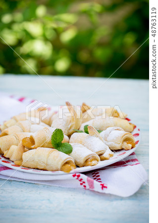 Homemade croissants in the garden Homemade croissants in the garden 48763119