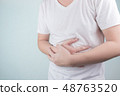 Asian Young men are suffering from stomach ulcers. 48763520