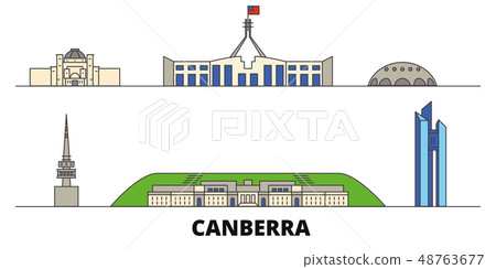 Australia, Canberra flat landmarks vector... - Stock Illustration ...