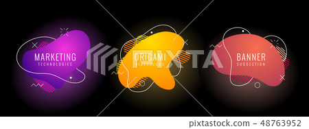 Set Of Liquid Color Abstract Geometric Shapes Stock
