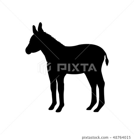 Baby donkey farm mammal black silhouette animal Baby donkey farm mammal black silhouette animal 48764015