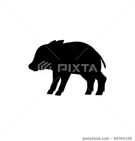 Baby boar wildlife black silhouette animal Baby boar wildlife black silhouette animal 48764108